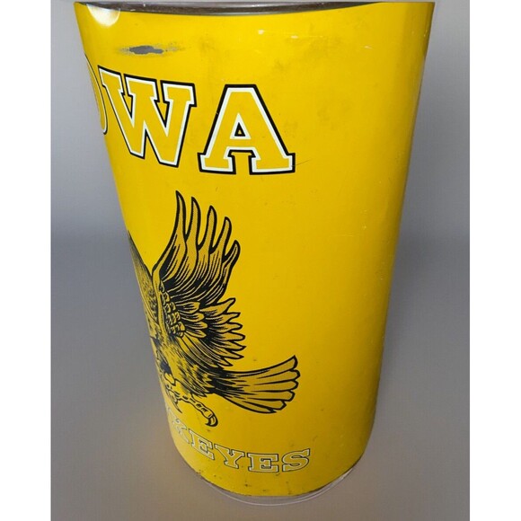 VTG Yellow/ Black Iowa Hawkeyes Tigerhawk Metal Tin Can Cylinder 19.5”x10” BIG10 - Picture 4 of 11